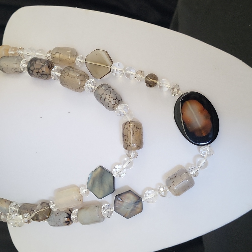 Glass and crystal gorgeous 48" unique necklace